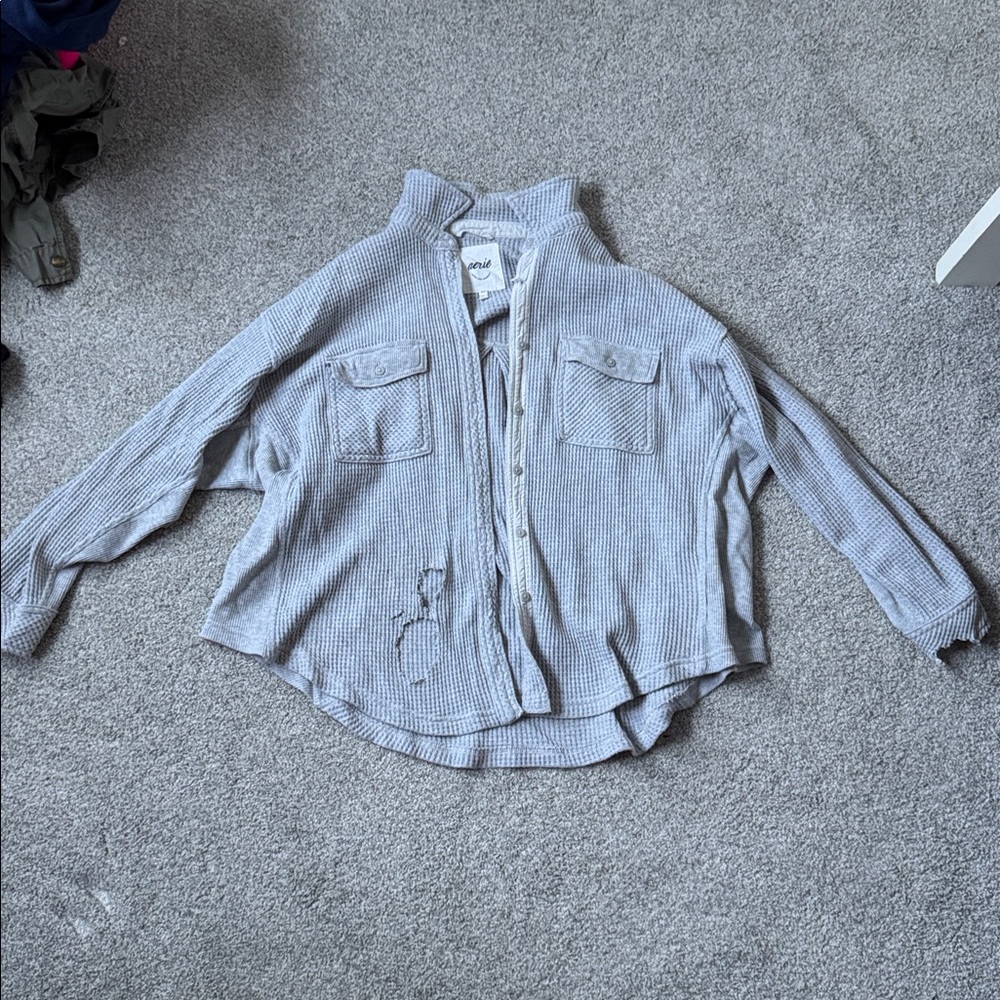 Aerie Light Gray Knit Sweater